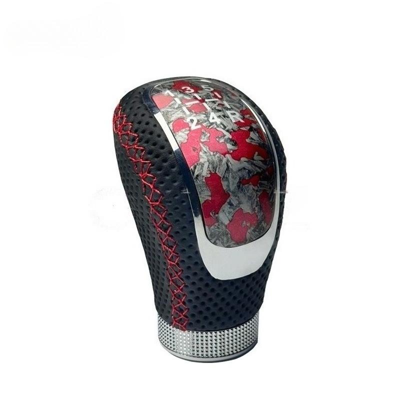 5 Speed Leather Red Gear Knob Car Gear Shift Knobs Universal Shifter Knob Gear Stick Shift Knobs Lever Manual Transmission