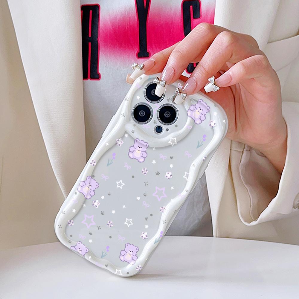 Cartoon Pattern Cream Texture Case Wavy Edge Mykt Silikondeksel Telefonveske til IPhone Samsung Huawei Honor Xiaomi Redmi Infinix Tecno