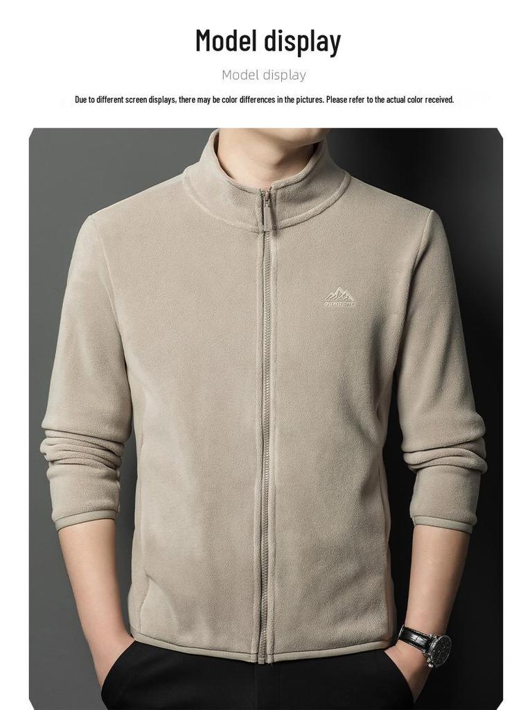 Men's Double-Sided Fleece Jacket - Warm Casual Spring & Autumn Mountaineering Liner