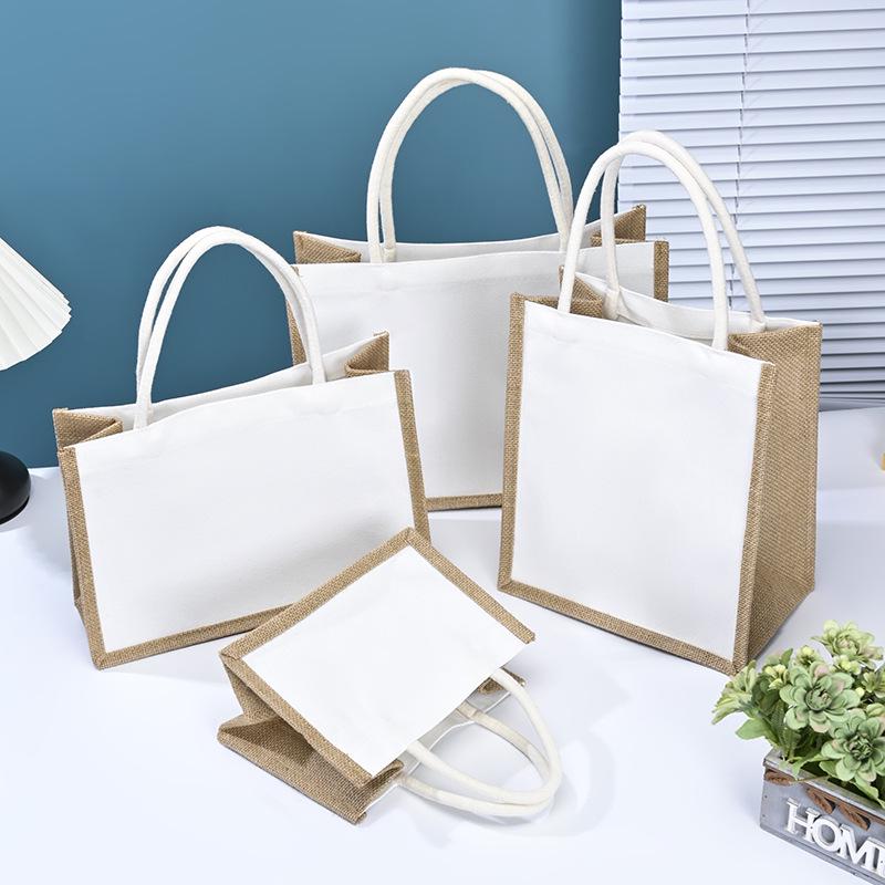 Waterproof Canvas & Linen Handheld Tote Bag - Fashionable & Blank Design