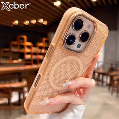 Heat Dissipation For Magsafe Wireless Charge Magnetic Case For iPhone 17 16 15 14 13 12 Pro Max Solid Color Breathable Cover