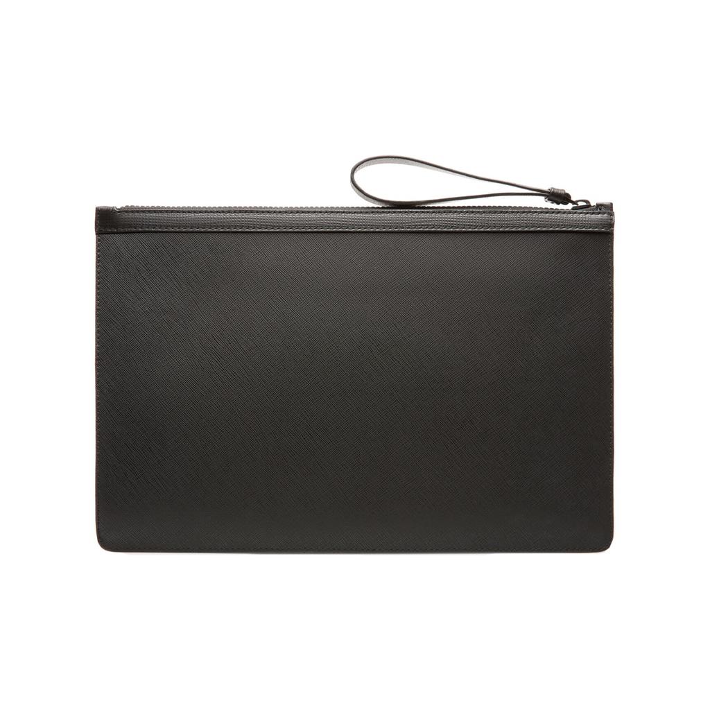 Bally Bollis Classic Black And White Striped Business Zipper Canvas Leather Wallet Clutch Large Men Wallets 6224350