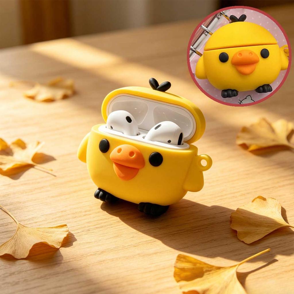 3D Yellow Chick AirPods Case, Soft Silicone Shockproof Protective Cover, Cute Cartoon Earphone Case For AirPods Pro 2/3/4