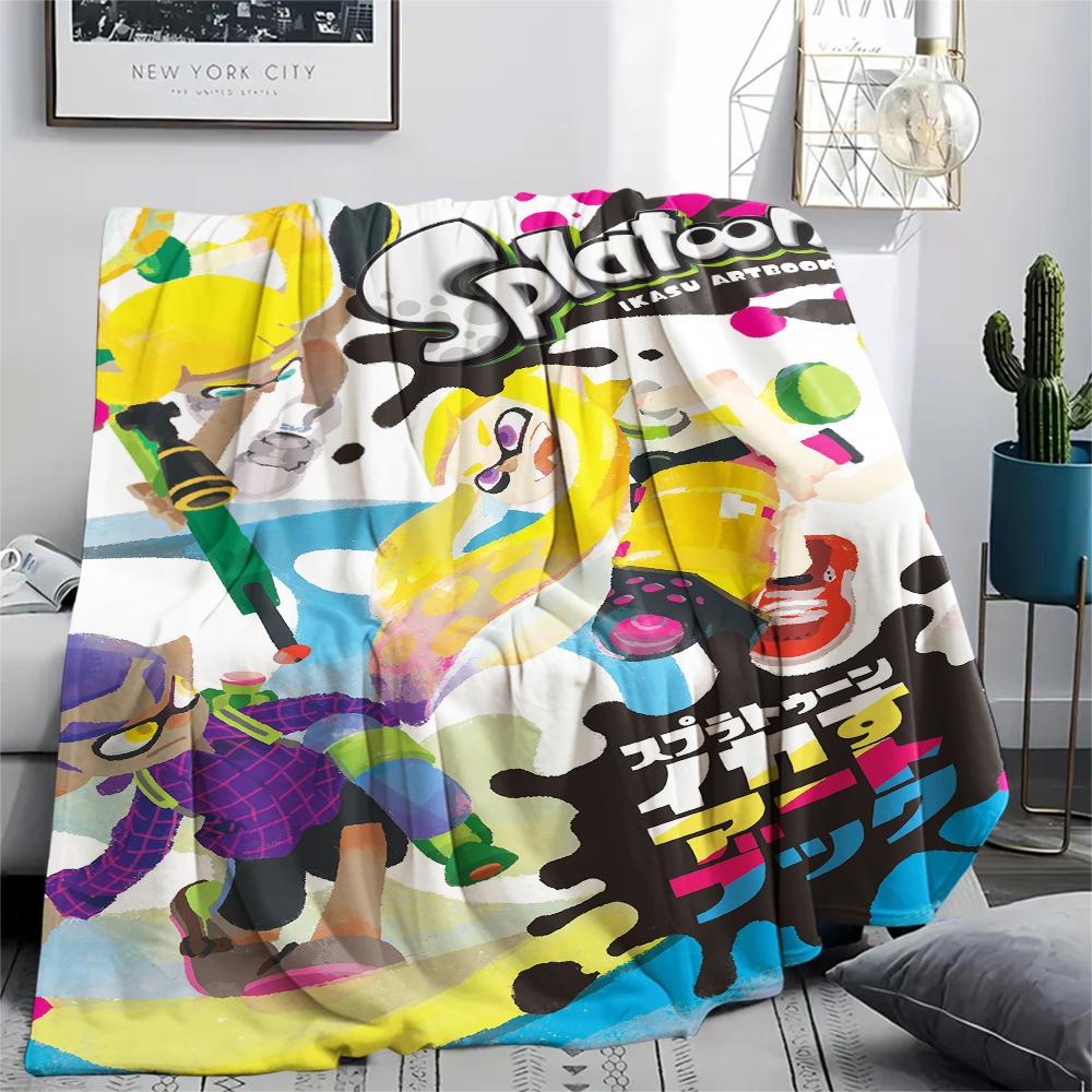 1PC Splatoon game Print Flannel Blanket, High quality Comfortable for All Seasons, Home Decor, Warmth and Comfort, Perfect for Christmas Gifts175