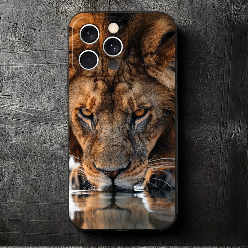 Löwe Männlich Mann König Weiche Handyhülle für iPhone 16 16E 17 Air 15 Pro Max 14 Plus 13 Mini 11 12 7 Schwarze Hülle Rückseite