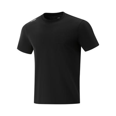 Camiseta Li Ning Cool Tea Casual Escalada Fitness Cuello Redondo Versátil Secado Rápido Fresca Cómoda Transpirable Manga Corta Camisetas de Hombre Negro ATSV645-2