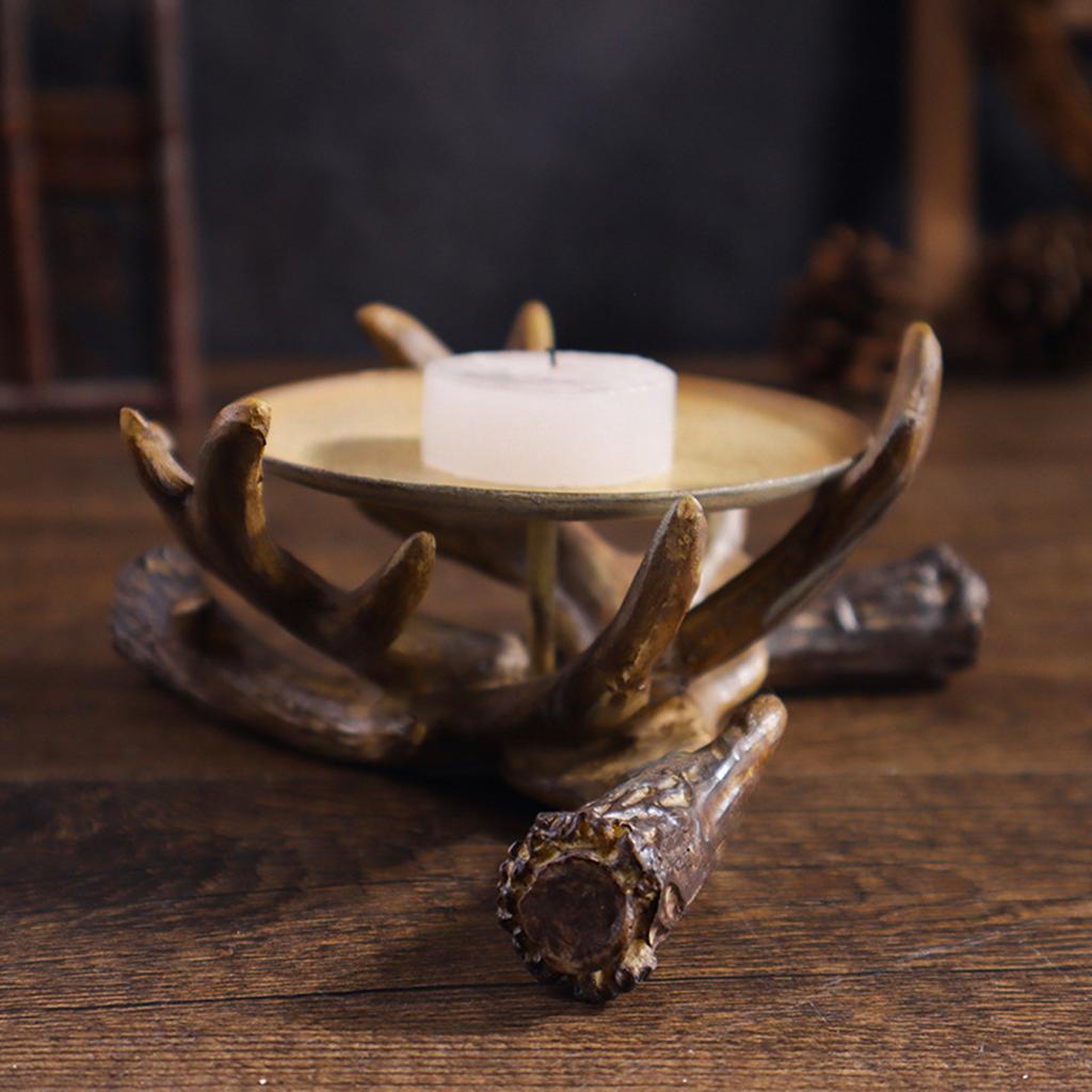 Deer Antler Candle Holder Resin Tabletop Decor Home Ornament for Anniversary Christmas Party Wedding Decoration Gift