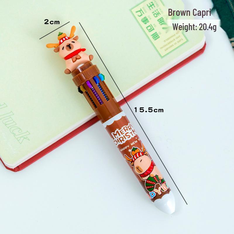 Christmas Capybara Multicolor Ballpoint Pen - Cute Student Journaling Gift