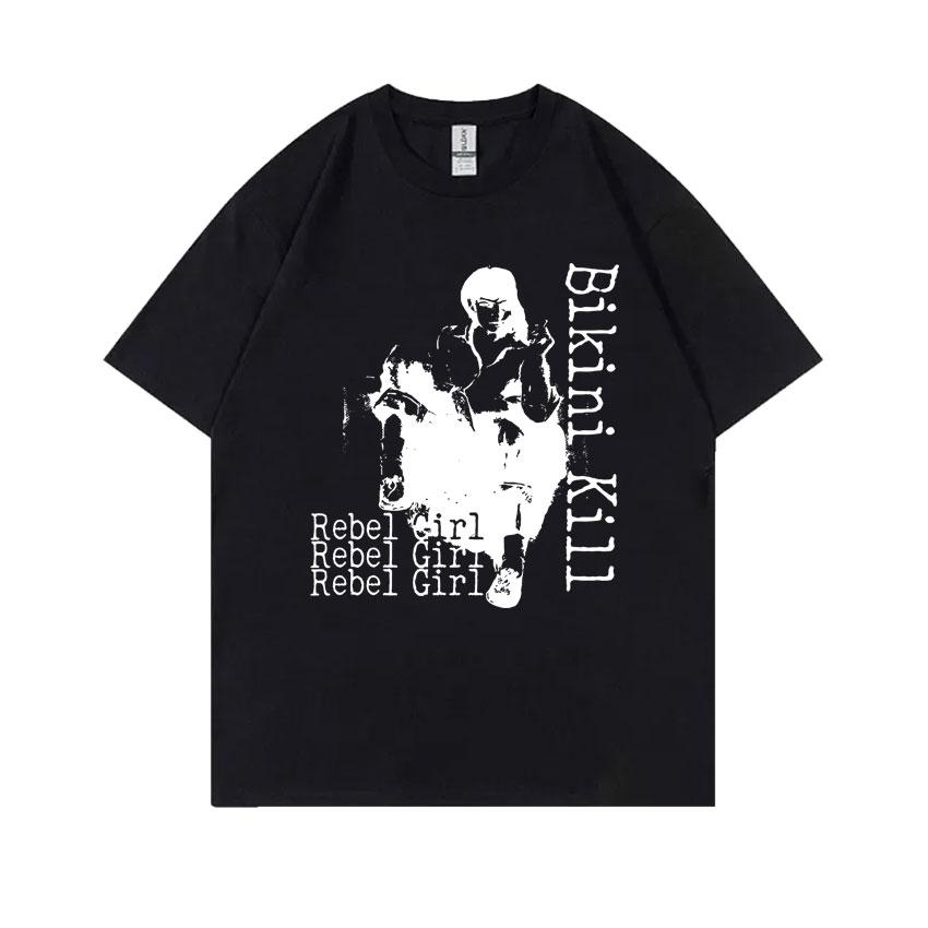 

Punk Rock Band Bikini Kill Rebel Girl Graphic T Shirts Riot Grrrl Kathleen Hanna TShirts Men Vintage Oversized Tshirt 3XL