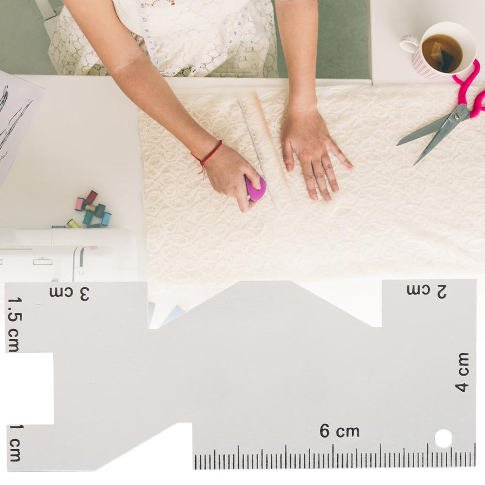 Régua de metal para costura portátil, pinça manual, caneta alfaiate com escova, acessórios para máquina de costura