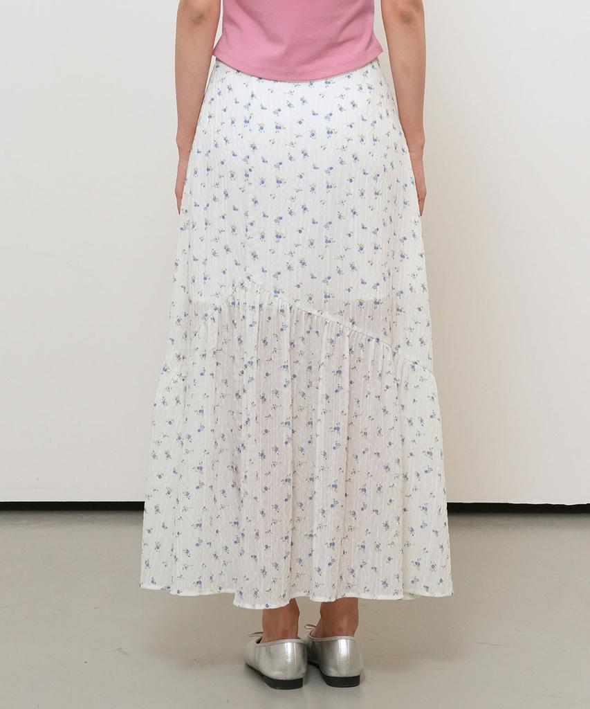 GENERALIDEA Flower Shirred Maxi Skirt [White] / Gf2Lsk521