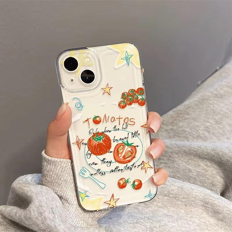Graffiti Tomato Transparent Phone Case For Samsung Galaxy S26 S24 S25 S23 Ultra S22 S21 S20 Plus FE A50 A71 A72 Soft TPU Cover