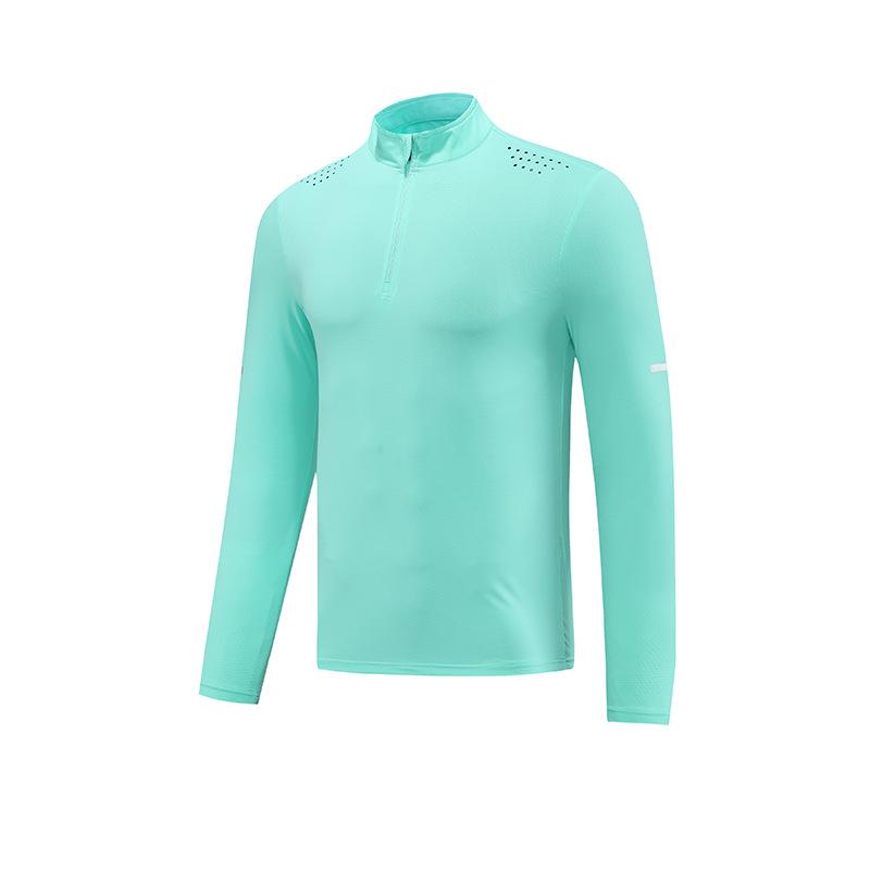Men's Long Sleeved Quick Drying Clothes Outdoor Fitness Training T Shirt High Elasticity Semi Zipper Sports T-shirt