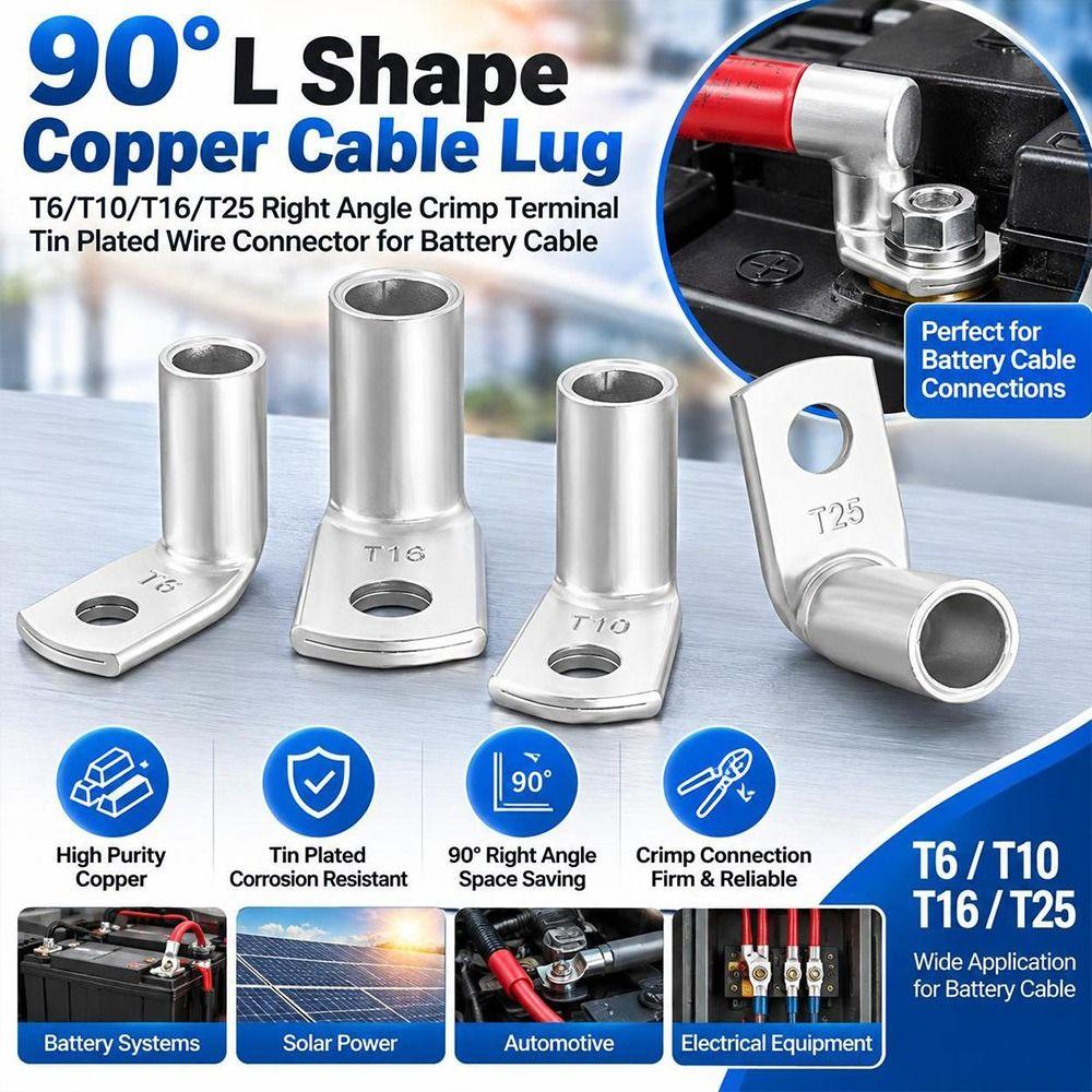 Tinned Copper Right Angle Crimp Terminal L Shape Wire Connector Terminal For Plug Connection