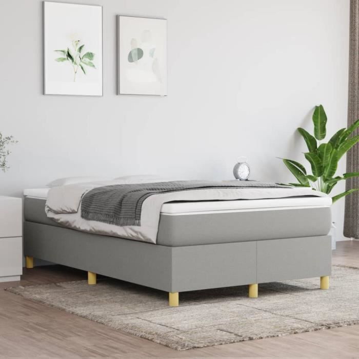 3144506 vidaXL Lit à sommier tapissier avec matelas Gris clair 120x200cm Tissu