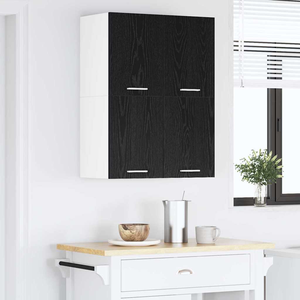 Hanging Cabinet 2 Pcs Black Oak and White 60 X 31 X 40 Cm