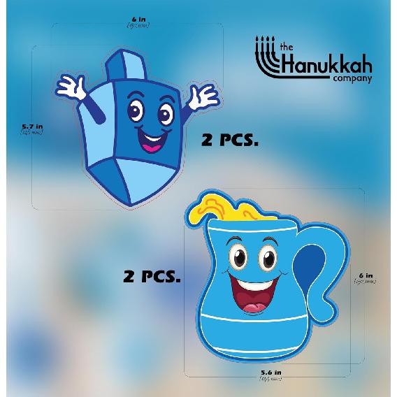 Hanukkah Swirl Decorations - 15 Foil Swirls with Menorah, Dreidel and Star Cutouts - Blue and White Chanukah Decor
