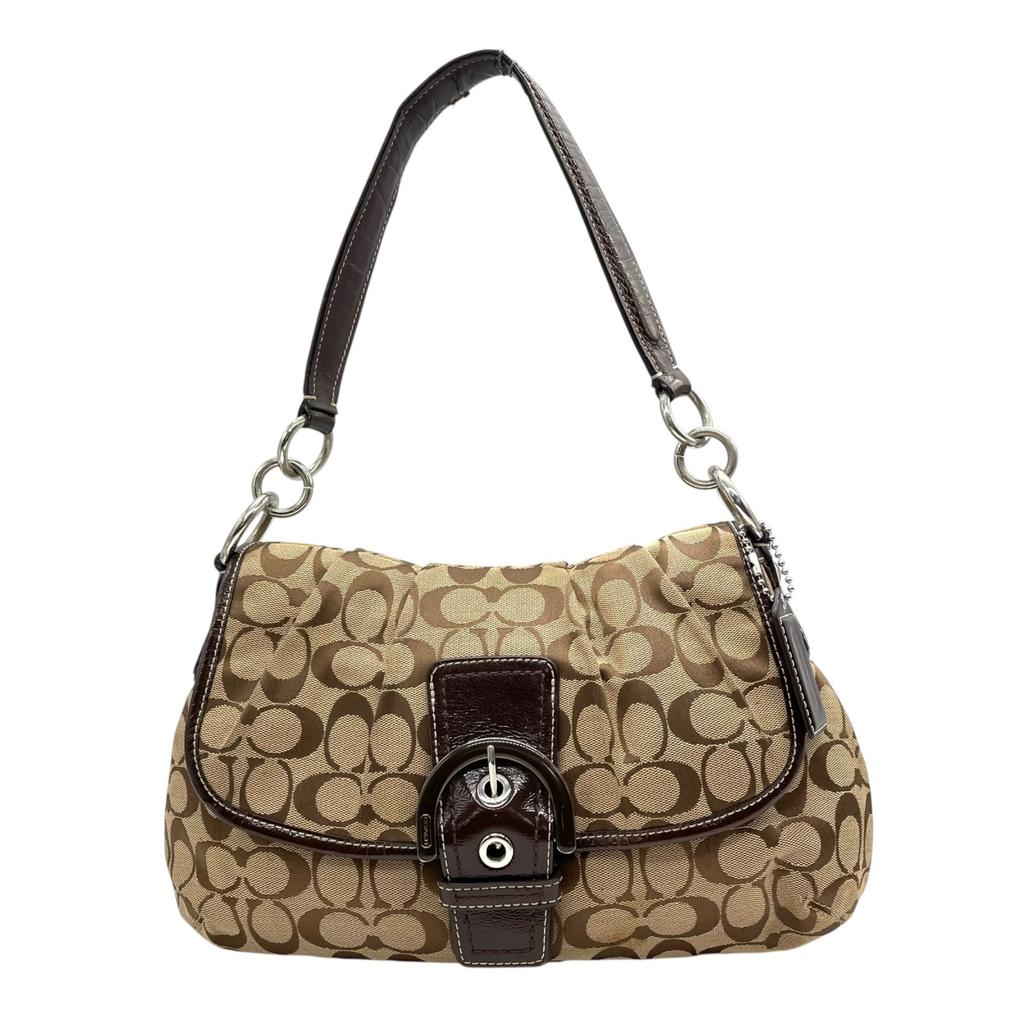 Used COACHShoulder Bag Brown canvas/Patent leather Women