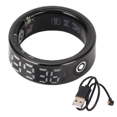 Smart Ring Black Step Counting IP68 Water Proof Smart Sleep Ring with Touch Display Screen Gesture Control for Sports