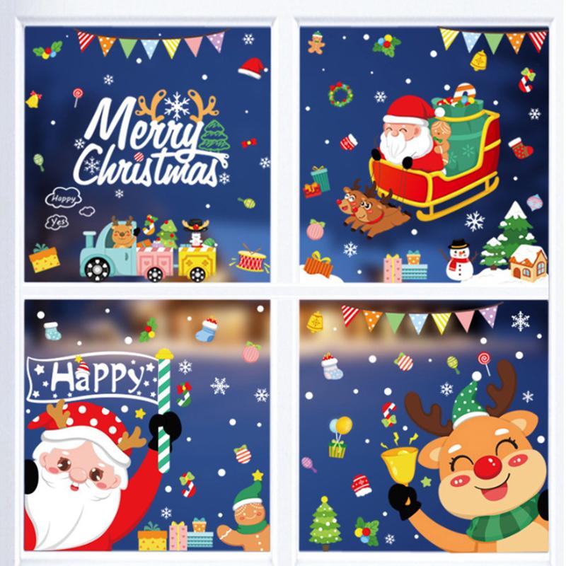 New Christmas Window Stickers Merry Christmas Decorations For Home Christmas Wall Sticker Kids Room New Year Decoration