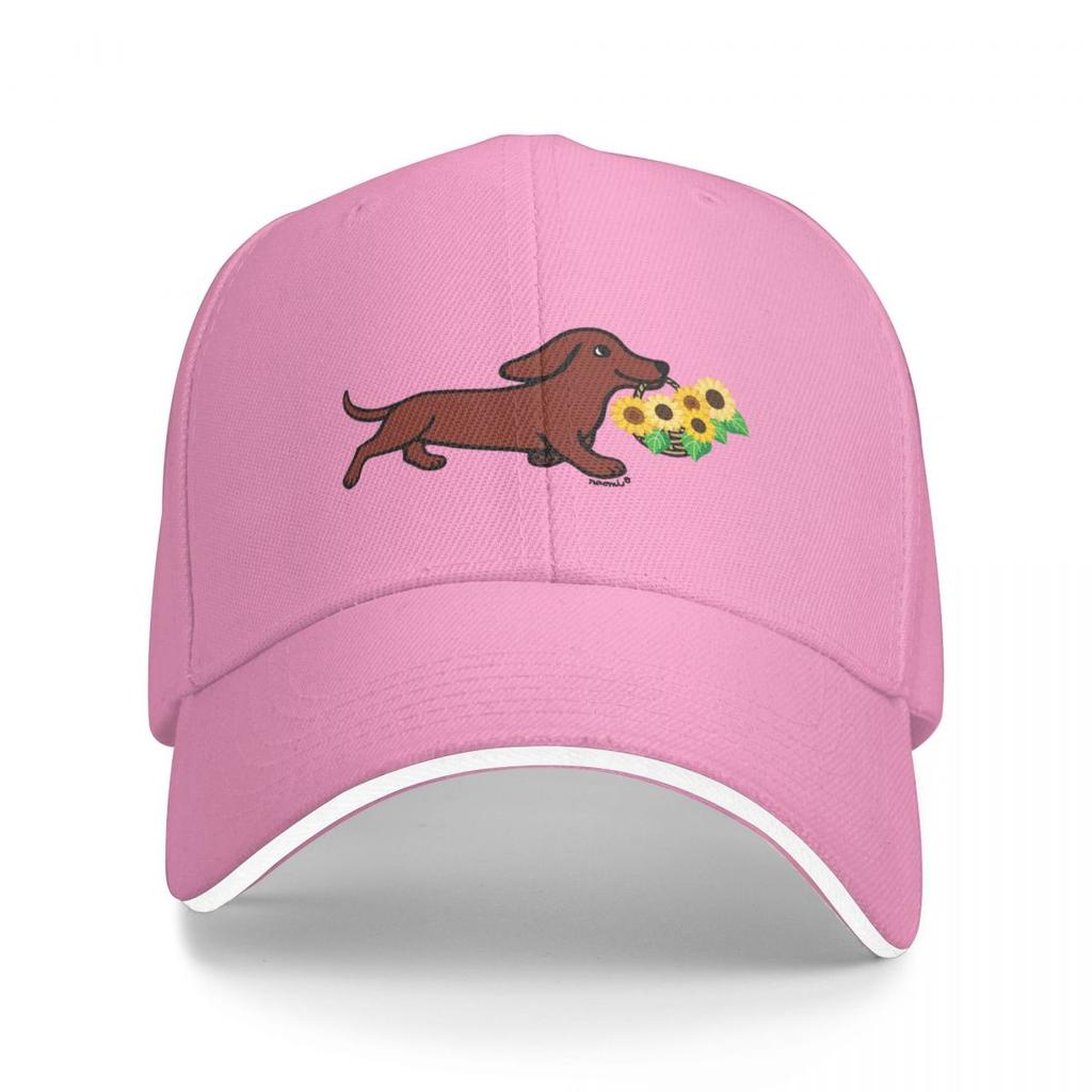 Bassotto che corre e Cesto di Girasoli Cappellino da Baseball Cappello da Golf cappello divertente Cappello da Uomo da Donna