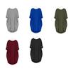 Spring Summer Dress Oversized Knee Length Long Sleeves Pure Color Round Neck Baggy Midi Dress for Daily Wear Dating Travel