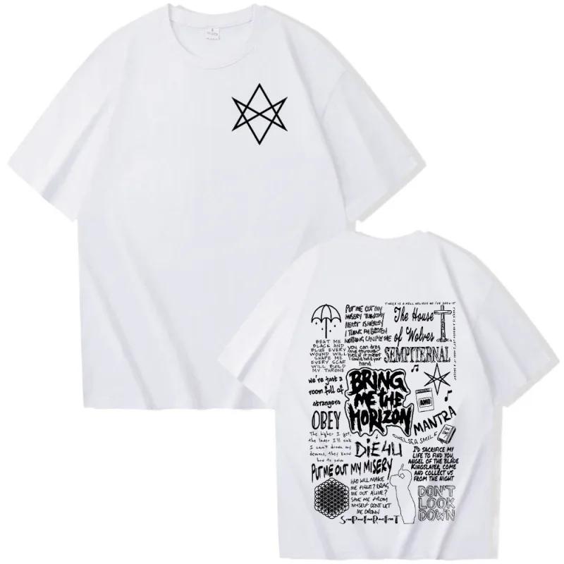 Bring MeThe Horizon Sommer Herren Baumwoll T-Shirt Y2K Hip-Hop Street Lässig Mode Komfort Kurzarm Kleidung Oberteil