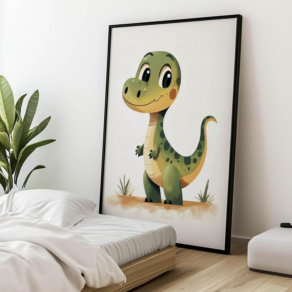 Uśmiechnięty Dinozaur Uśmiechnięty Dinozaur, 70X100 Cm, Bez Ramy, Płótno Premium Na Blejtramie