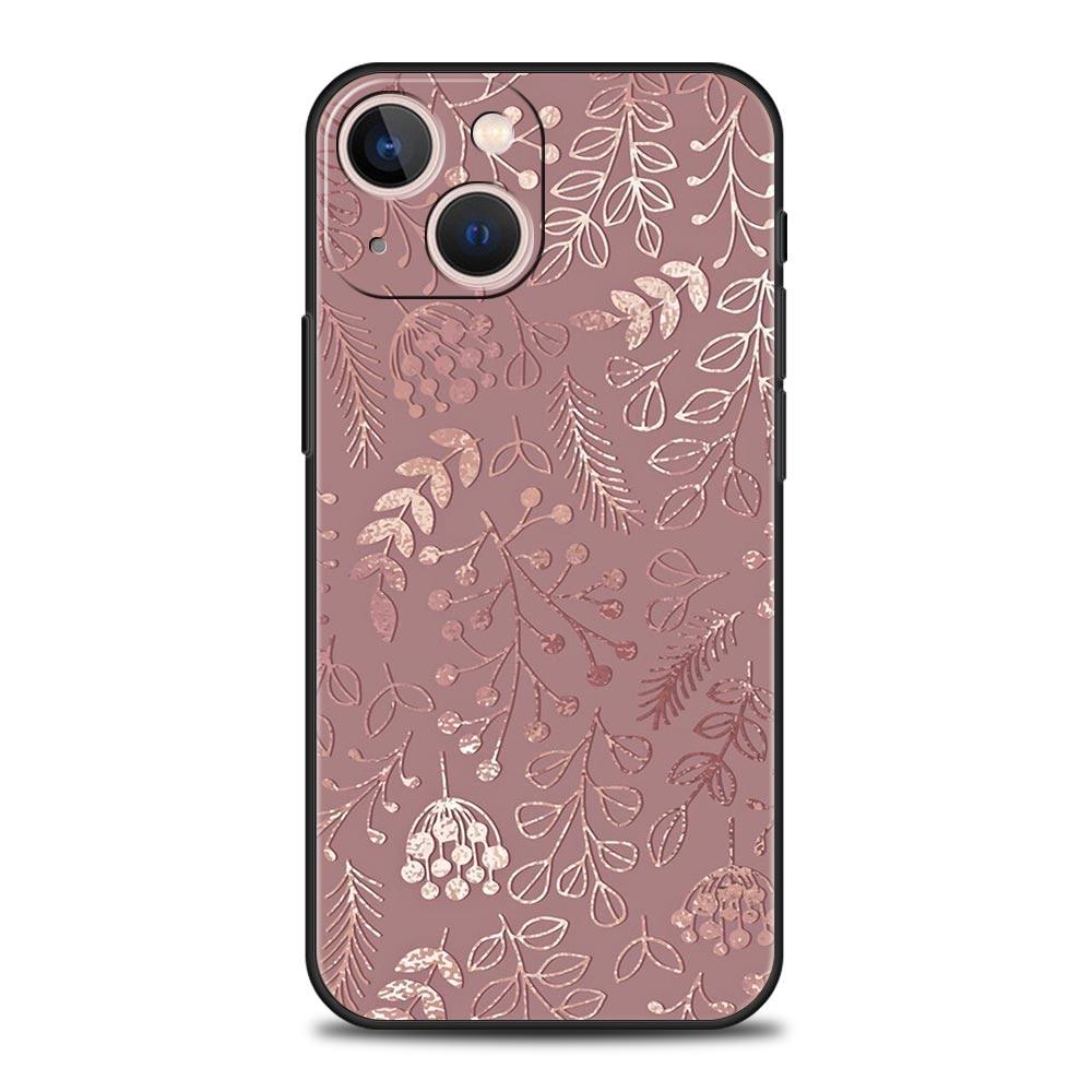 Fashion Gold Pink Marble Phone Case For iPhone 17 16 15 Pro Max 11 12 13 14 7 8 Plus SE 2020 X XR XS Cover Soft Black