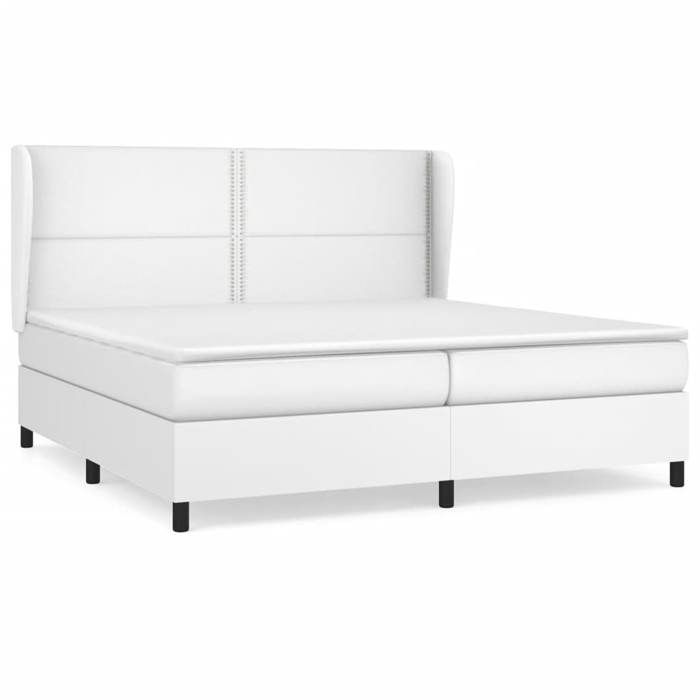 3128992 vidaXL Lit à sommier tapissier avec matelas Blanc 200x200cm Similicuir