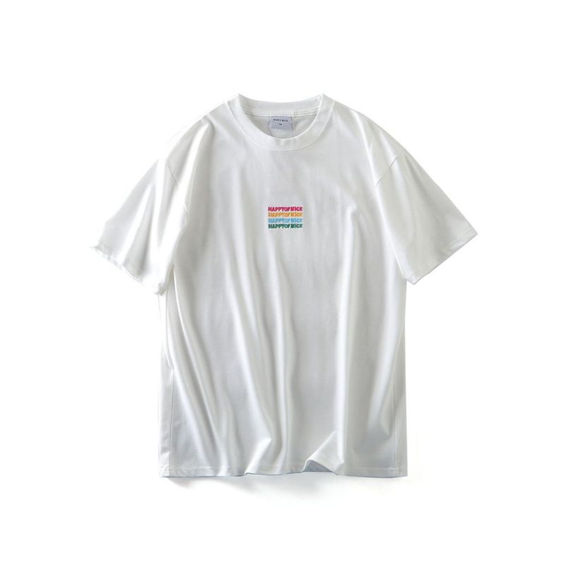 American Pure Cotton Short Sleeve T-Shirt Men's 2024 New Arrival Trendy Summer Embroider Bottoming Shirt Export Export Cotton T-shirt