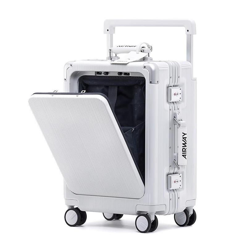 New Aluminum Frame Suitcase with Wide Handle - 20-inch Carry-On & 24-inch Trolley Case with Combination Lock for Women & Men