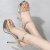 Fashion Sexy Women Sandals Woman Summer 2025 Female Bling Thin Heels Peep Toe Party Dance Shoes Platform Sandal Designer Shoes