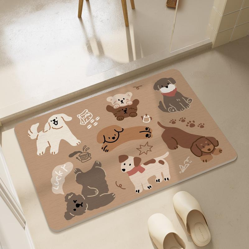 Cute Pet Bathroom Floor Mat Anti slip Water absorbing Quick drying Shower Mat Bathroom Home Decoration