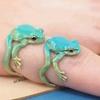 Neuer Baumfrosch Emaille Tropföl Grün Lustiger Frosch Ring Blauer Frosch Ring Verstellbarer Öffnungsring für Damen Herren Party Geschenk Schmuck
