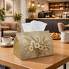 1pc Rustic Botanical Daisy Tissue Box Cover with Lid - Soft Fabric Suitable for Kitchen, Bedroom, Car & Bathroom, Sturdy Washable Compact Organizer, B