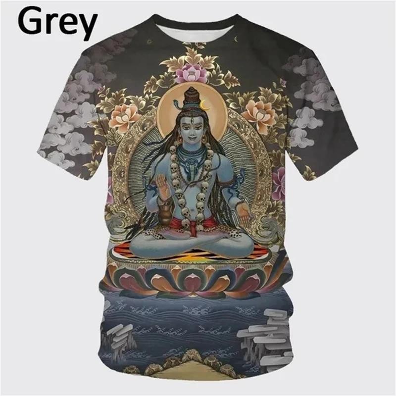 Latest Fashion Hindu God Shiva 3D Printed Men's T-shirt Summer Cool and Casual O-neck Short Sleeve T-shirt