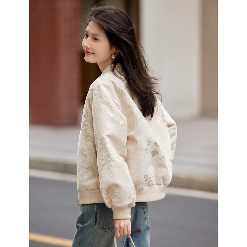 XWI Women's New Chinese Style Jacquard Baseball Jacket