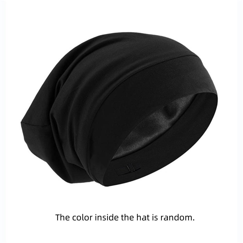 

1 шт. Регулируемая двухслойная шапочка для сна с атласной подкладкой для защиты волос чёрный