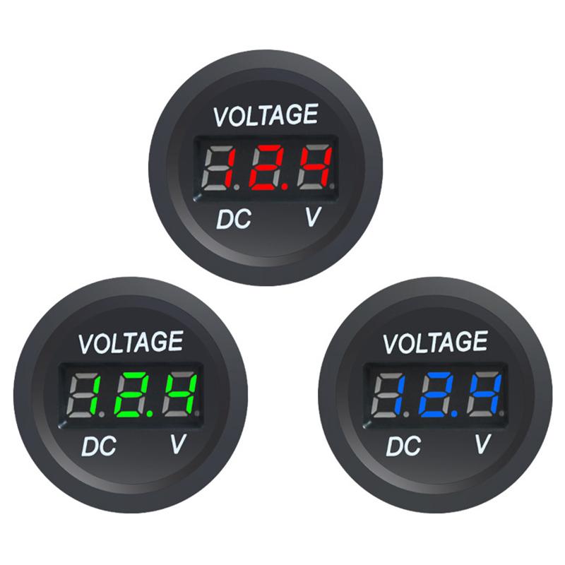 Contor de tensiune cu afișaj digital rotund, piese de modificare pentru măsurarea voltmetrului pentru monitorizarea vehiculelor auto/motocicletă