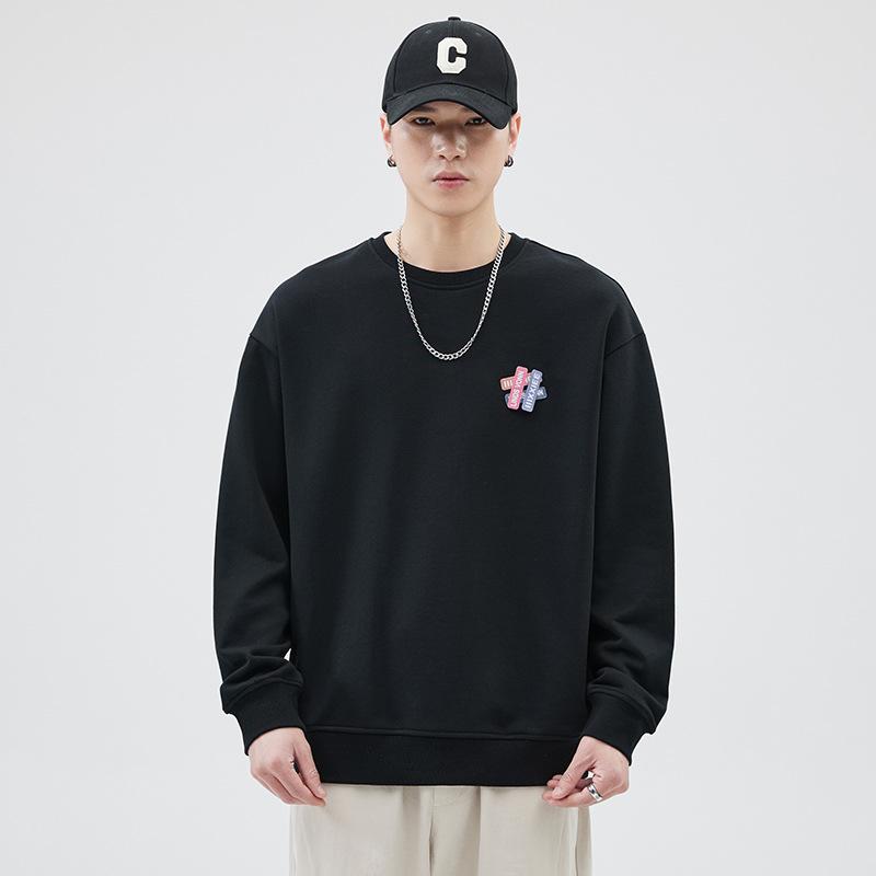 Autumn Round Neck Simple Apricot Sweater Men'S Loose Large Size Trend Japanese Long-Sleeved Pullover Casual Top Trend