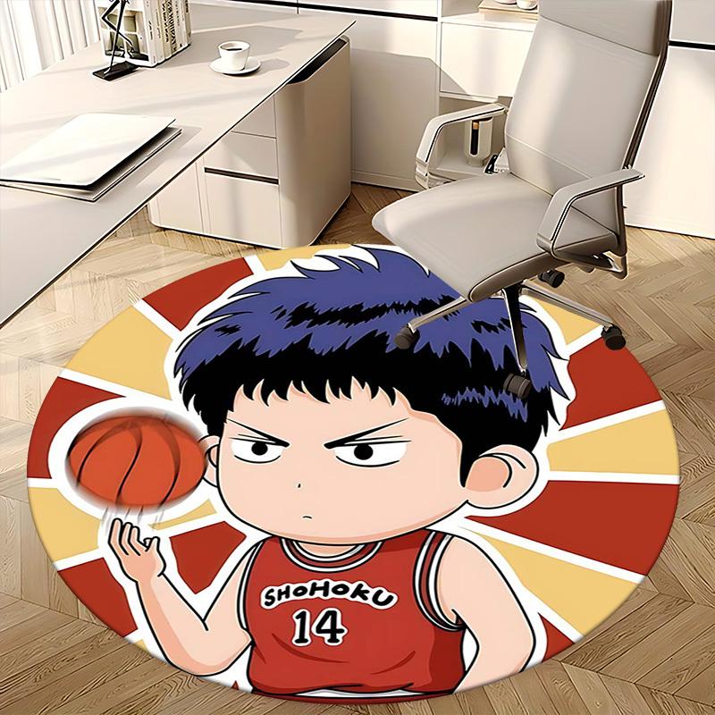 1pc Slam Dunk Anime Design Shohoku 14 Chair Mat - Office Desk Pad, Round Carpet for Home Decor