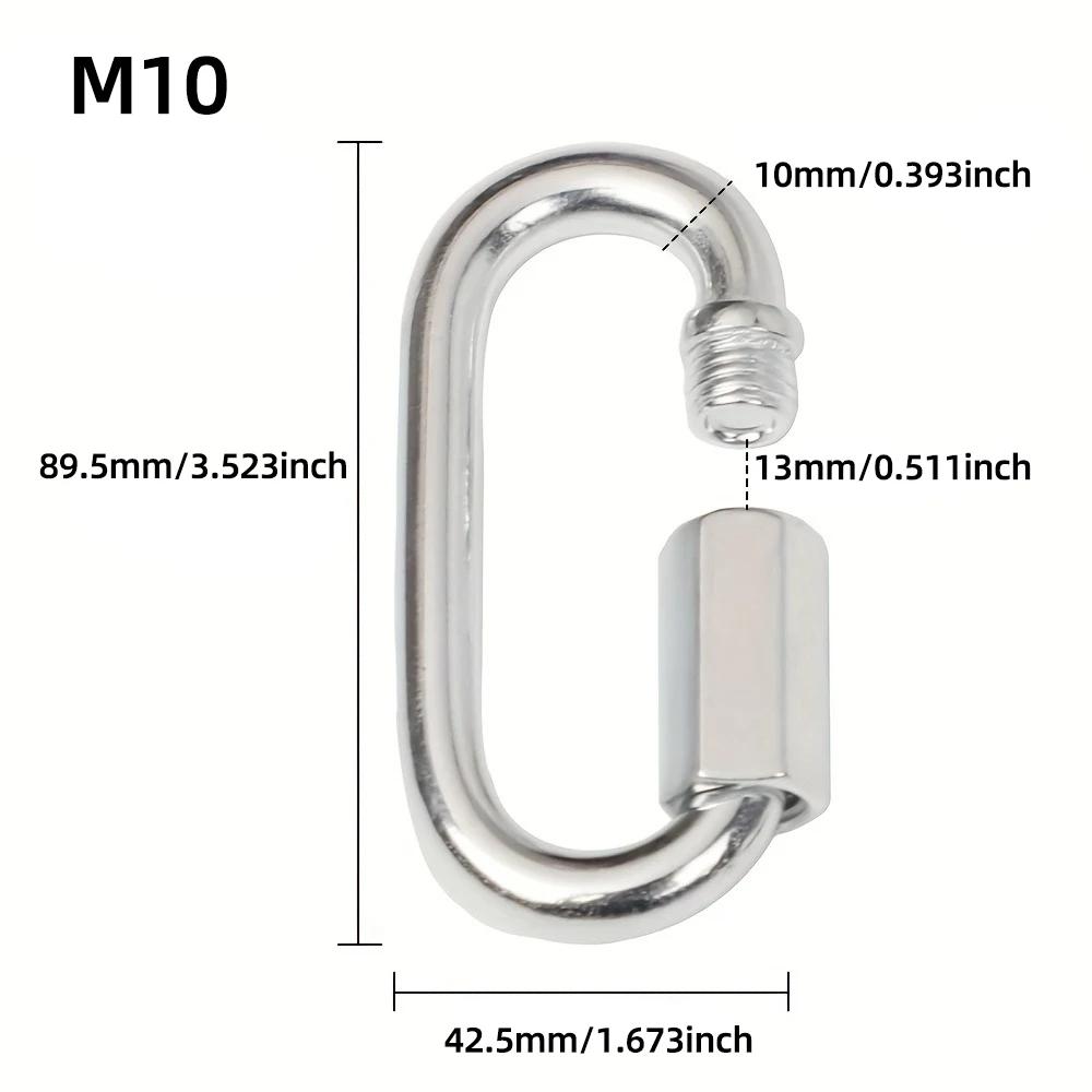 Connect Hook Stainless Steel Connecting Ring Quick Chain Link Track Climbing Mountaineering Carabiner Insurance Buckle M4/6/8/10