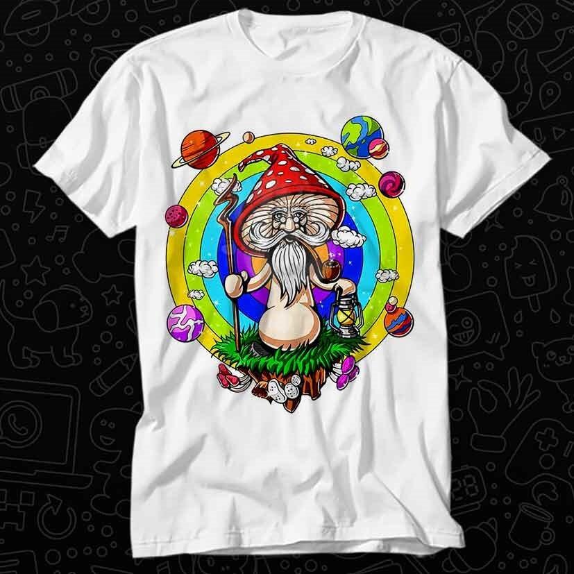 

Magic Mushroom Rainbow Buddha Yoga Zen Om Universe Planet Solar T Shirt 237 4XL