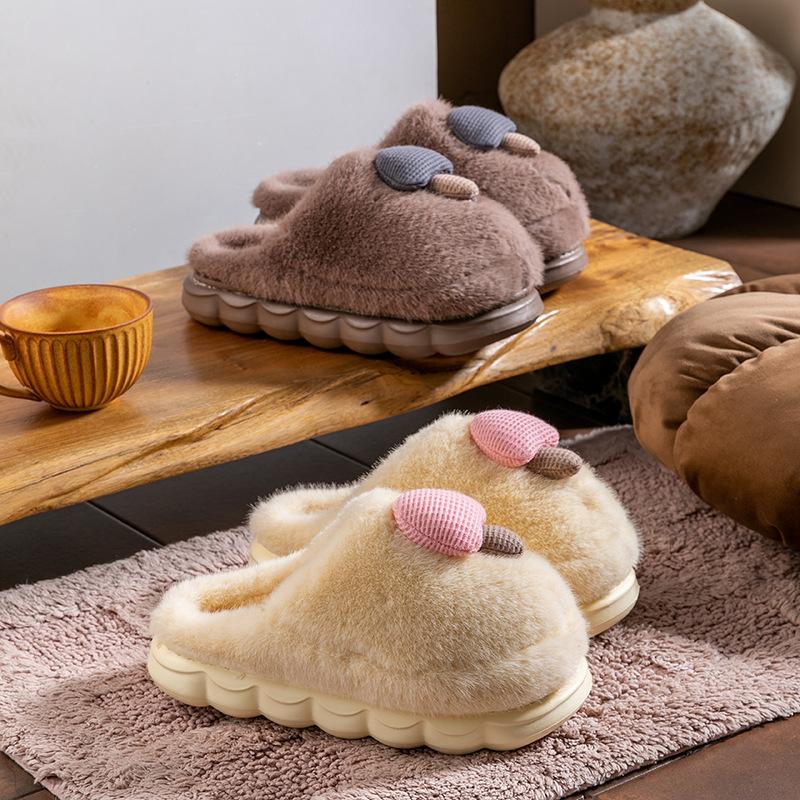 Cotton slippers women's autumn and winter 2025 new cartoon small mushroom indoor home velvet thick-soled super warm cotton shoes women