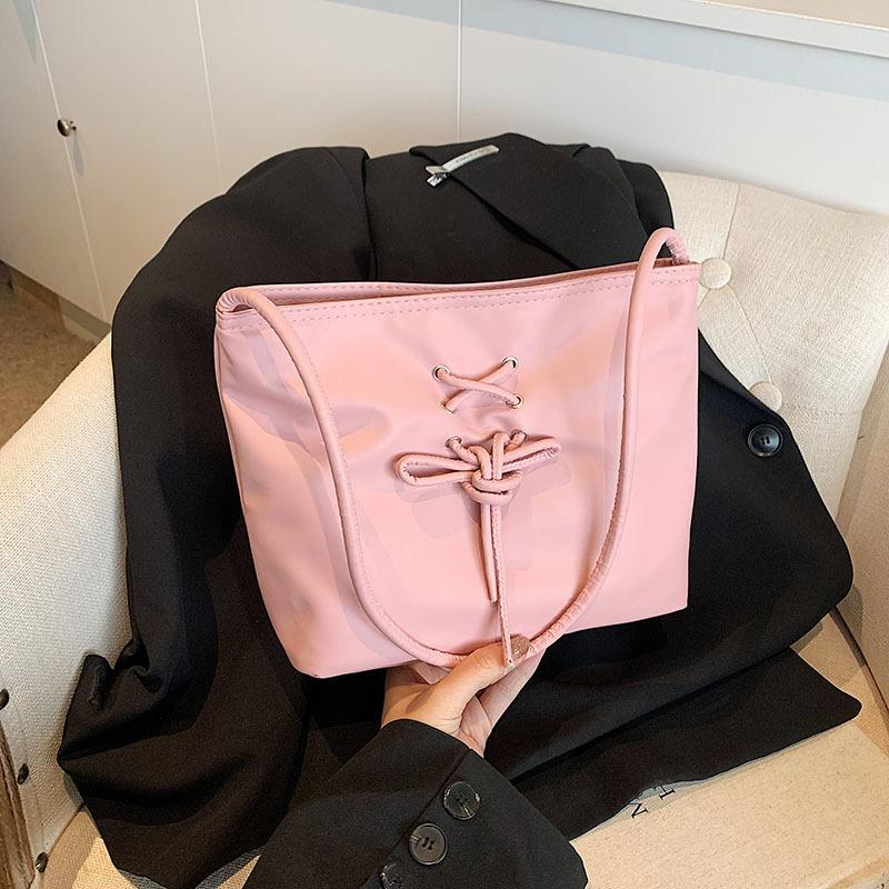 Ballet style women's bag 2025 new trend fashionable sweet handbag niche pearlescent texture shoulder bucket bag