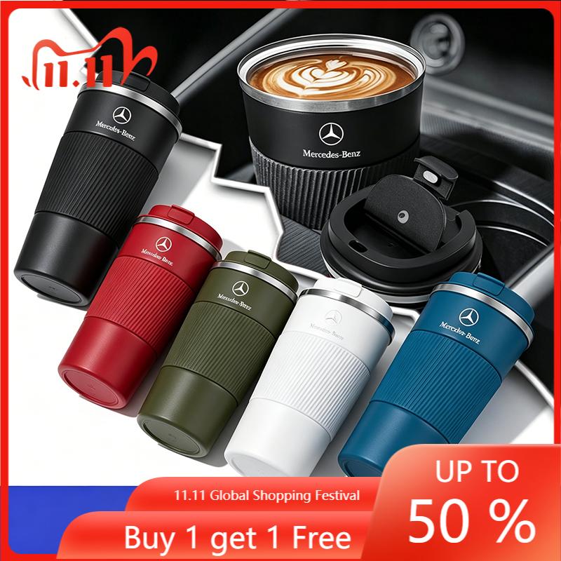 CRY1 500ml Stainless Steel Coffee Tumbler Thermos Cup Portable Travel Thermal Mug Stickers For Mercedes Benz C300 C250 C350 C Class