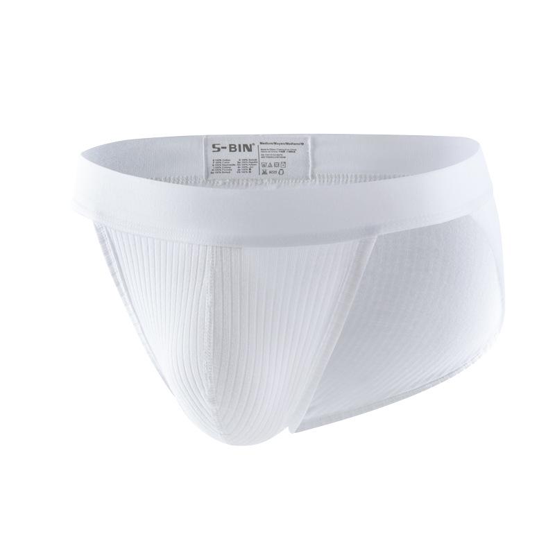 Men's Ribbed Pure Cotton Briefs - Solid, Breathable, Sweat-Absorbing, High Cut, Large Pouch, Four Seasons.