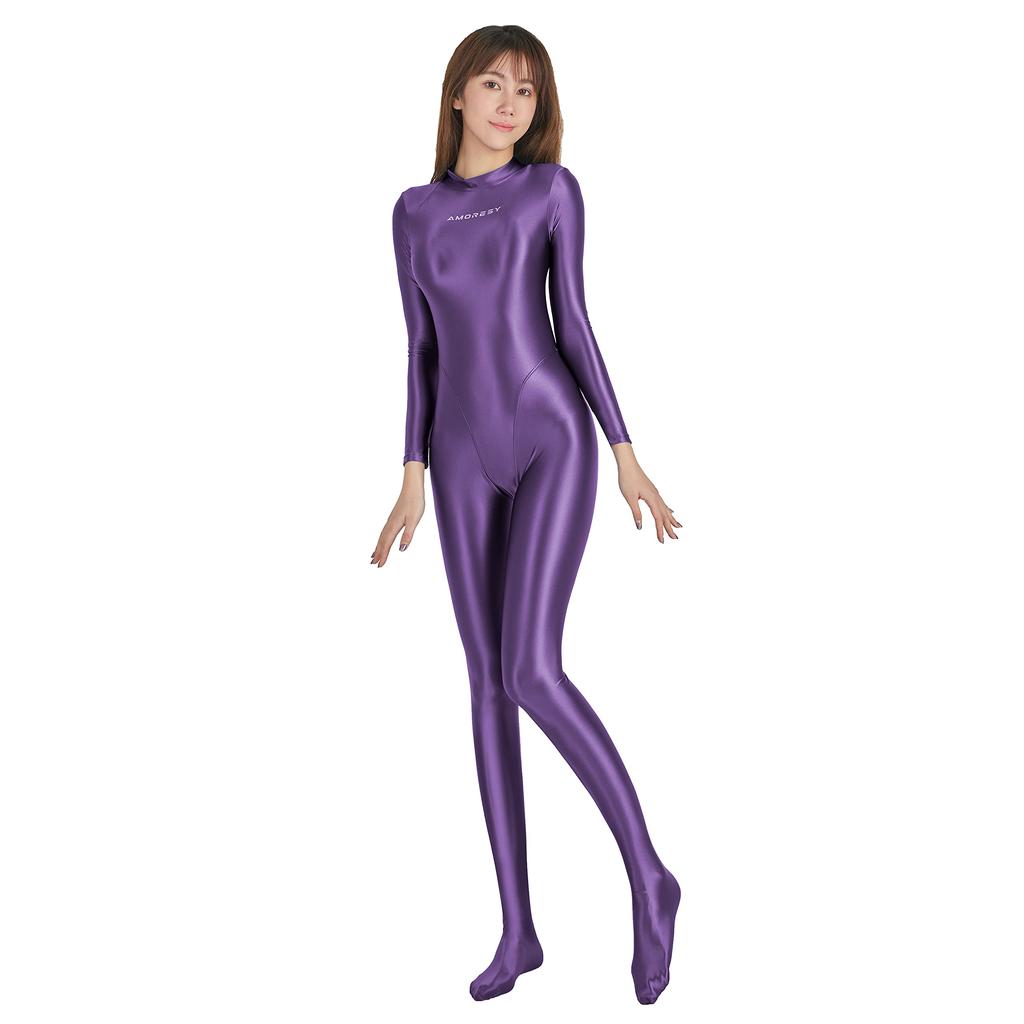 is a diving suit for Also nylon swimsuits with legs [AMORESY] shiny, full-body skin-on-skin competitions. available (purple, L).