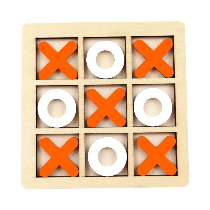 XO Wooden Chess and Tic-Tac-Toe Set: Double Player, Parent-Child Educational Toy for Kindergarten.